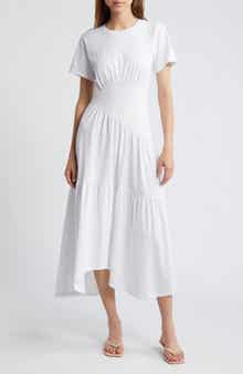 Asymmetric Tiered Ruffle Knit Dress