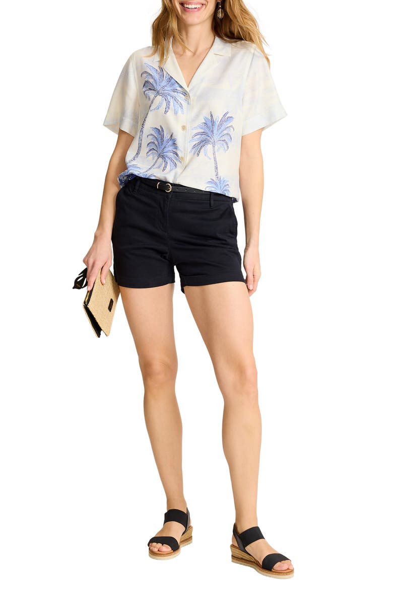 Palm Paradise Silk Camp Shirt, Alternate, color, COCONUT