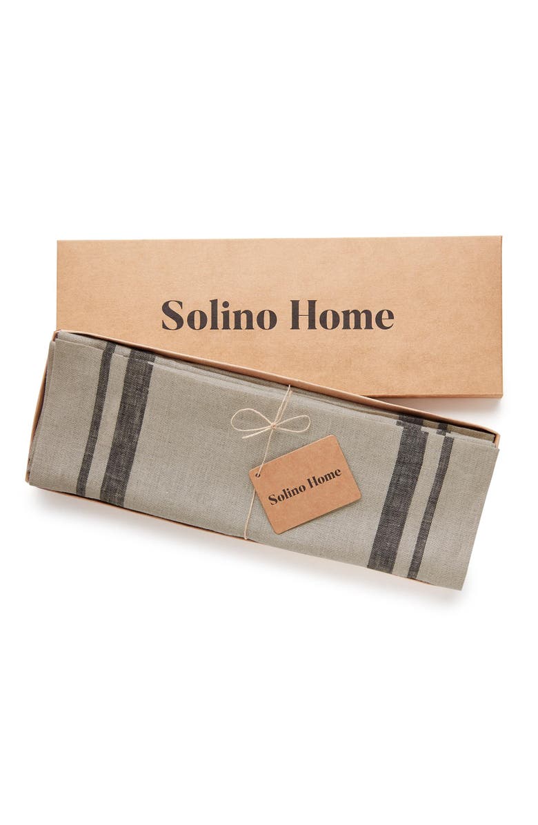 Solino Home Linen Placemats - French Stripe, 14" x 19" Inch, Alternate, color, Black And Natural