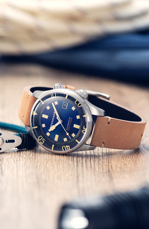 Spinnaker Bradner Automatic Leather Strap Watch, 42mm In Blue