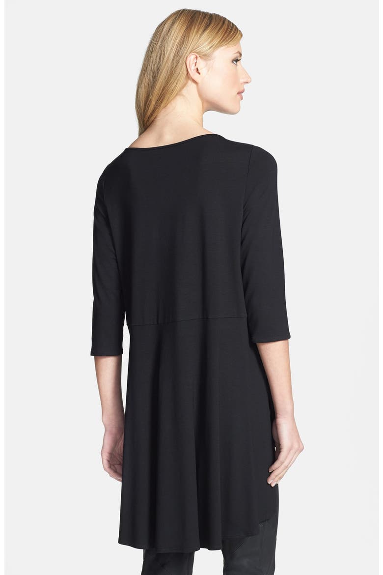 Three Quarter Sleeve Ballet Neck Tunic, Alternate, color, BLACK
