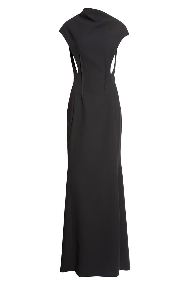Jil Sander Double Face Crepe Trumpet Gown, Alternate, color, Black