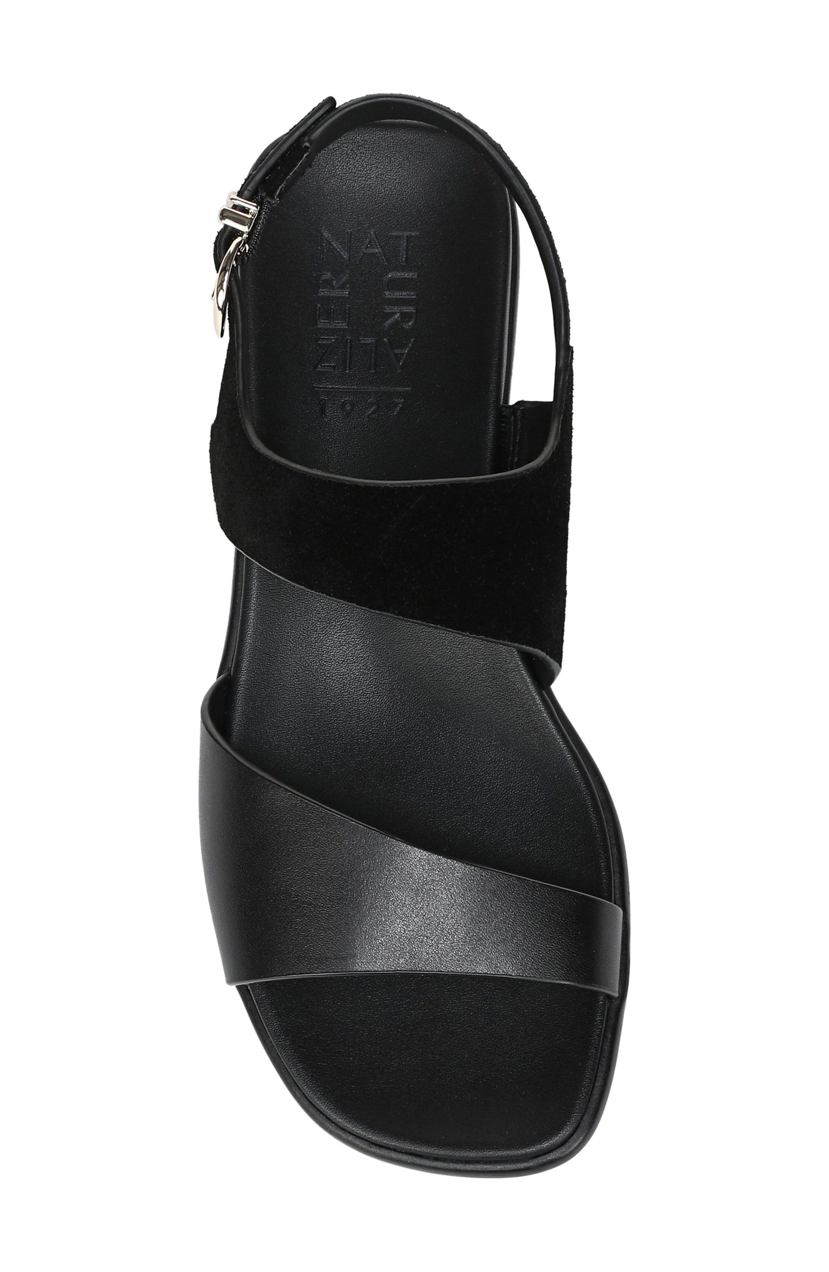 Brie Sandal, Alternate, color, BLACK LEATHER/ SUEDE