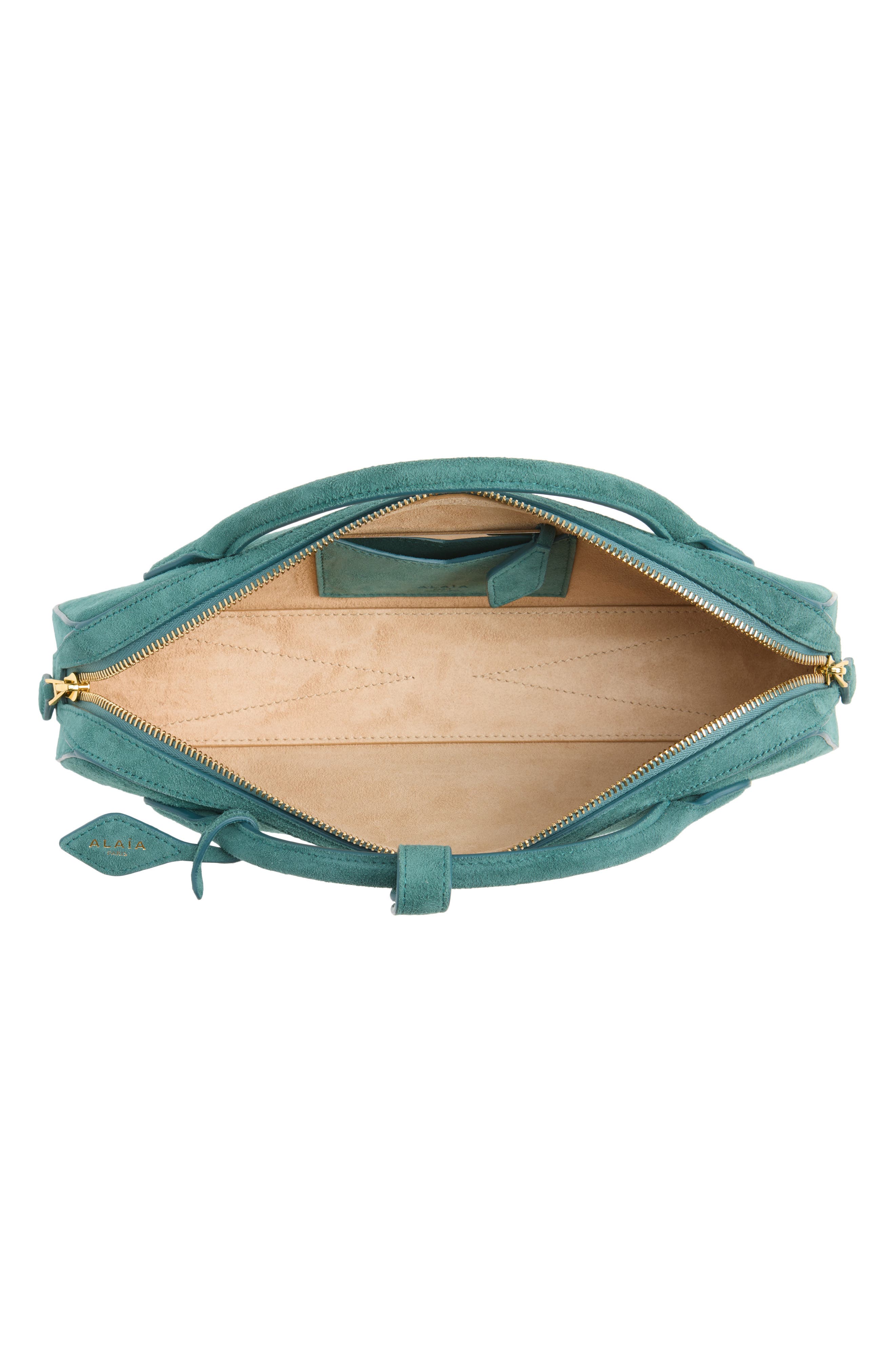 Le Teckel Suede East/West Clutch, Alternate, color, VERT DE GRIS 606