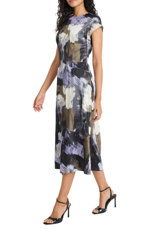 Maggy London Cap Sleeve Fit & Flare Midi Dress In Multi