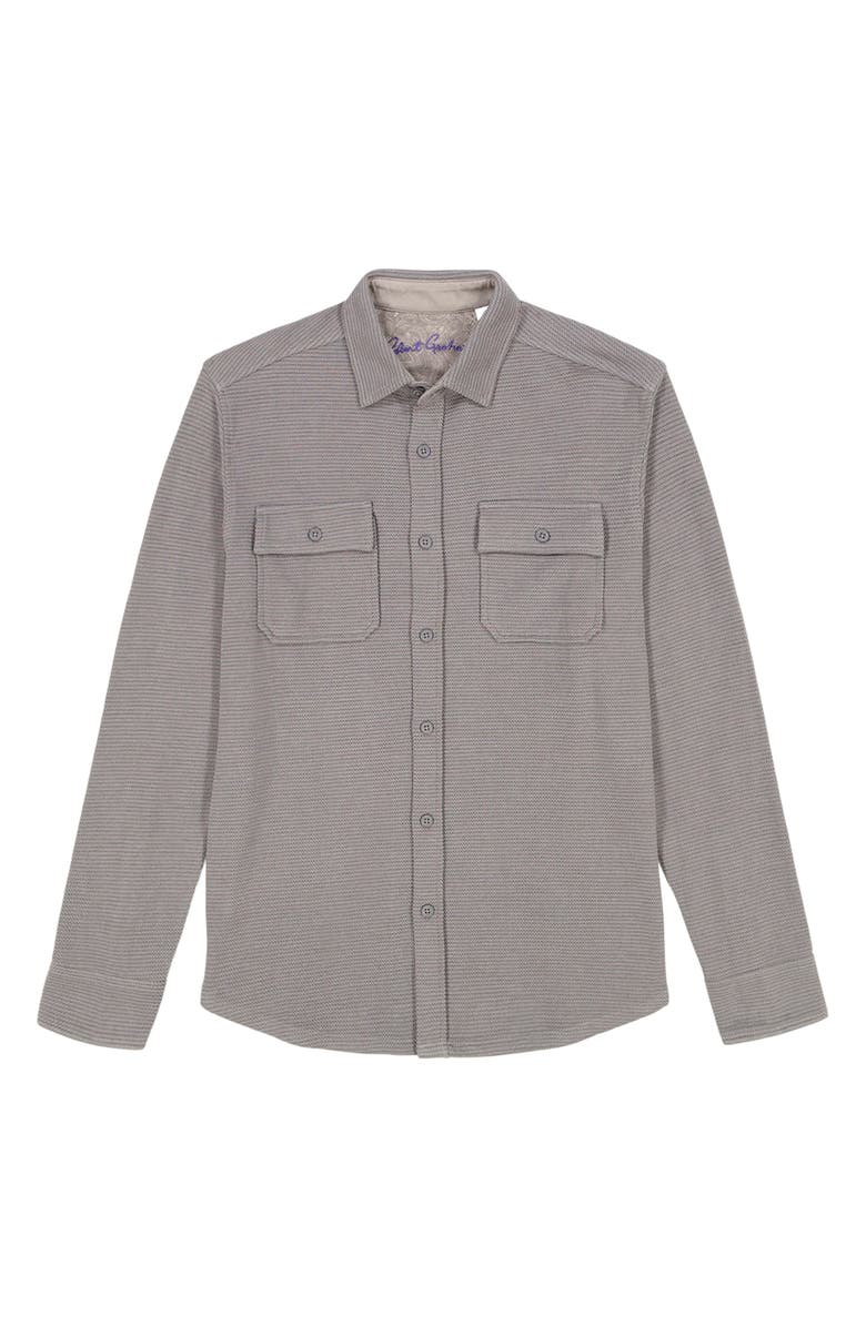 Robert Graham Brunner Knit Button-Up Shirt, Alternate, color, Charcoal