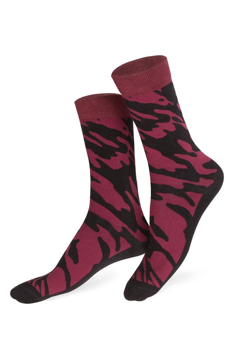 doiy Red Wine 3D Crew Socks, Main, color, Burgundy