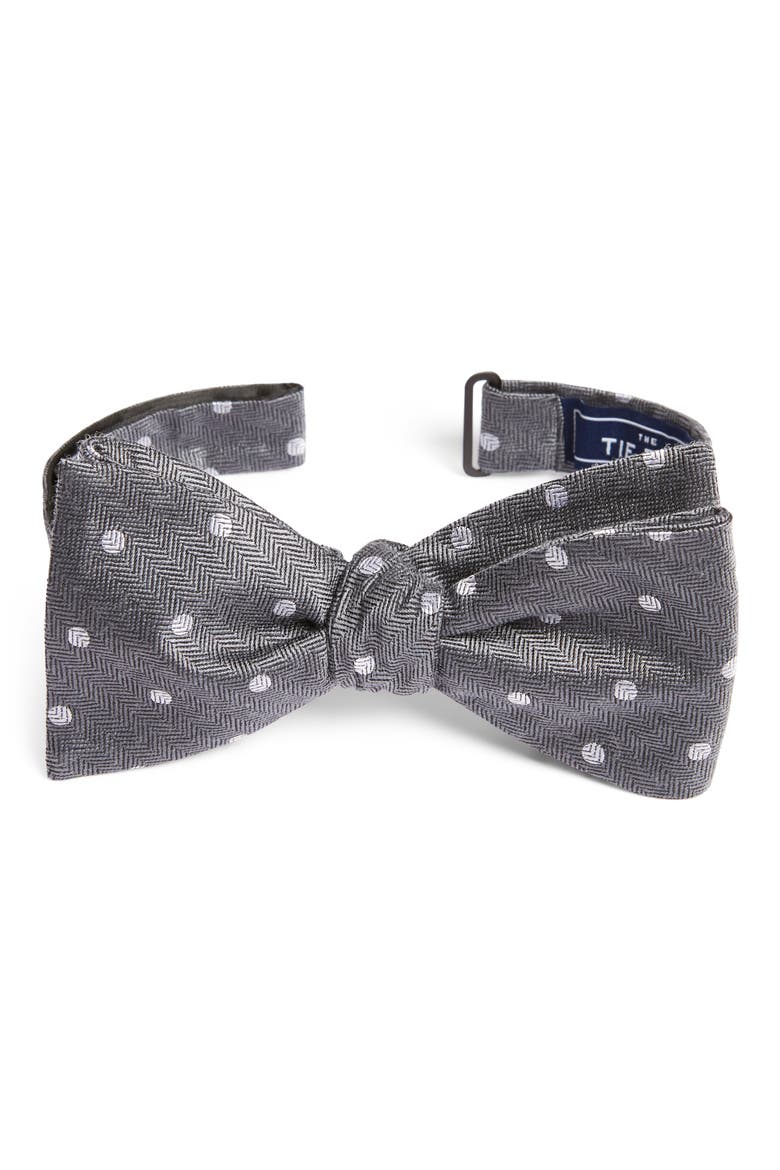 Dotted Hitch Wool & Silk Bow Tie, Main, color, GREY