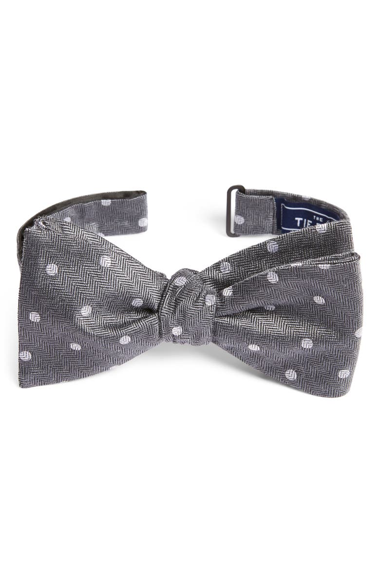 The Tie Bar Dotted Hitch Wool & Silk Bow Tie, Main, color, 