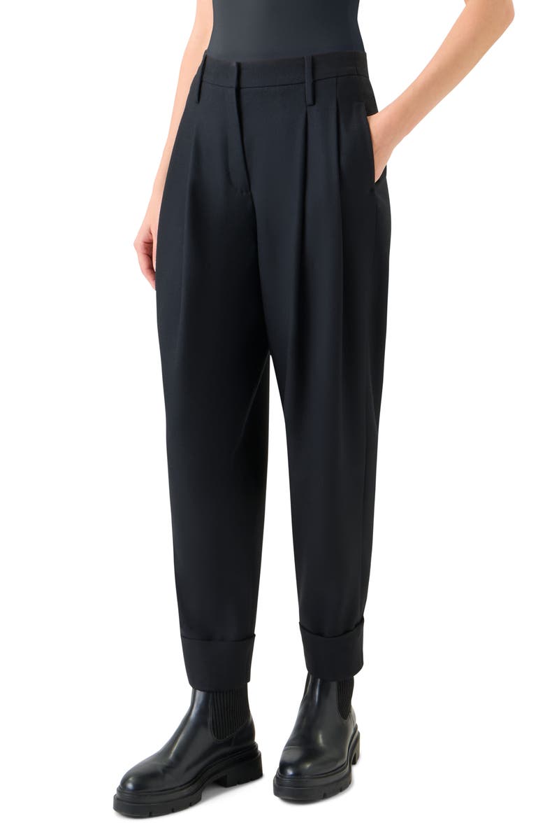 Akris punto Franklyn Signature Virgin Wool Pants, Alternate, color, Black