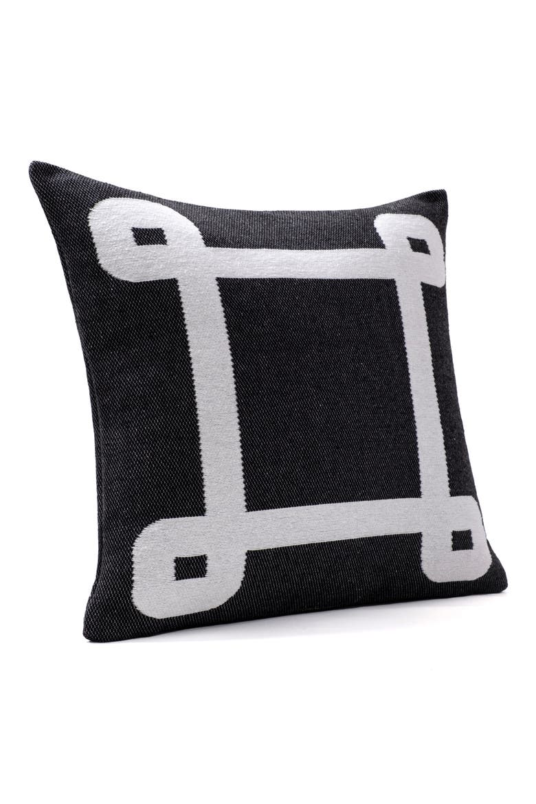 Geometric Border Decorative Pillow, Alternate, color, BLACK