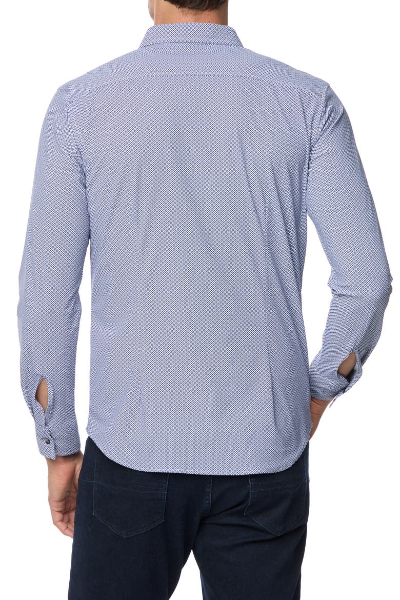 Perrin Tailored Fit Geo Print Button-Up Shirt, Alternate, color, NAVY