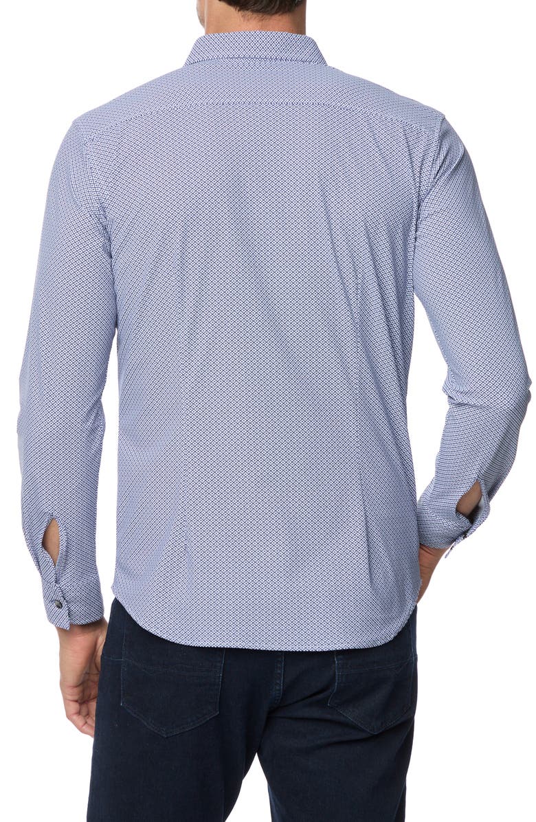 Robert Graham Perrin Tailored Fit Geo Print Button-Up Shirt, Alternate, color, Navy