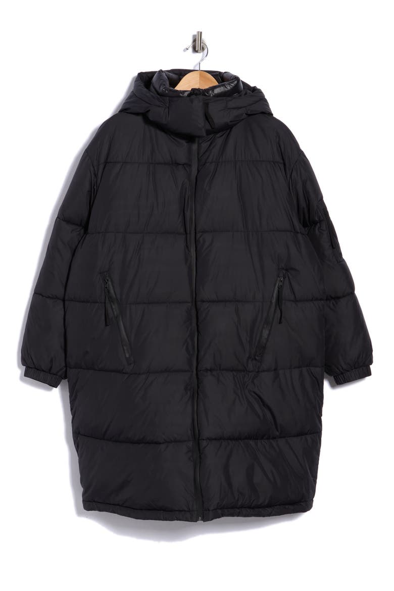 Faridali Quilted Hooded Coat, Main, color, BLACK