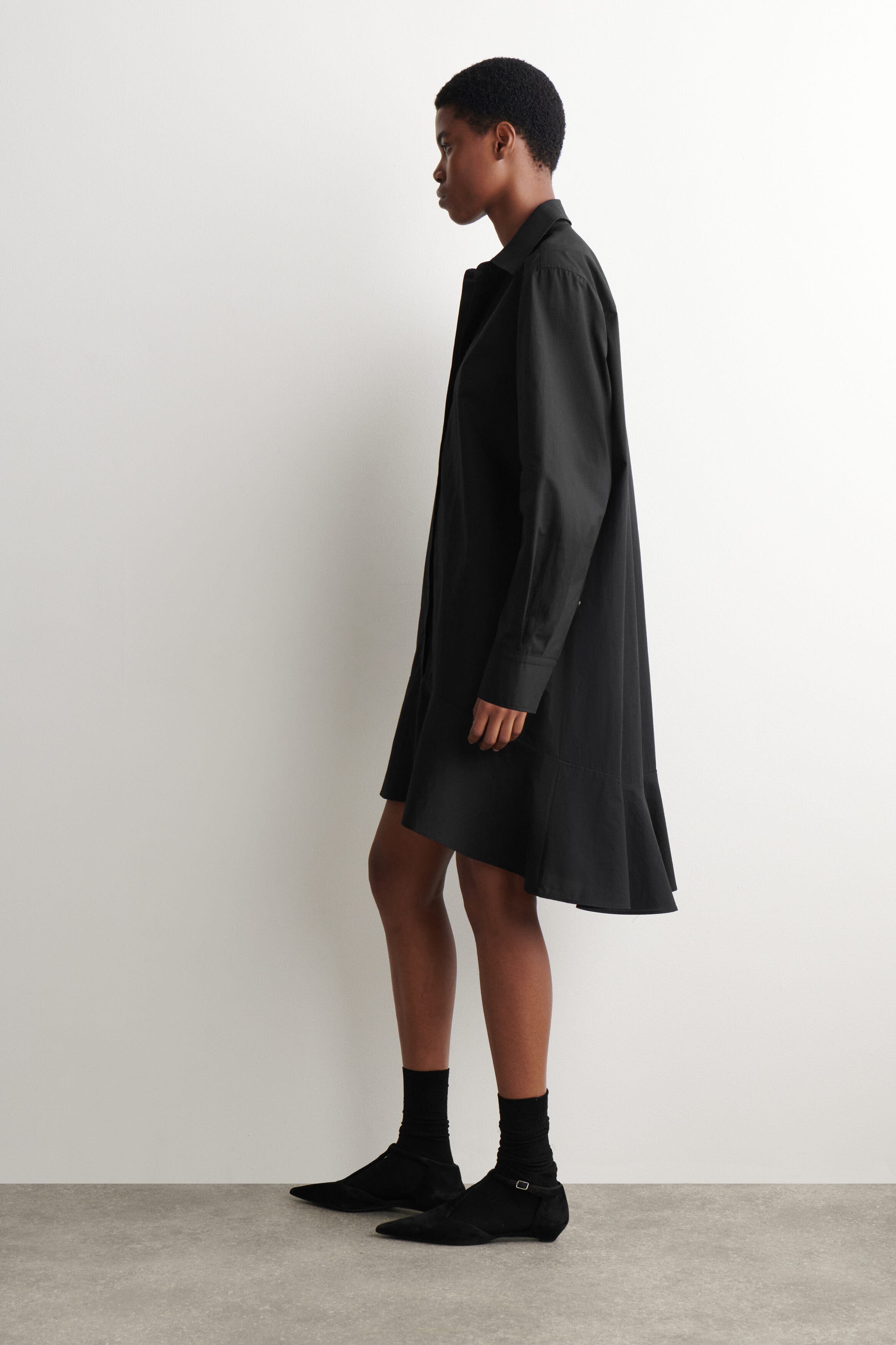 COS Flared Cotton Mini Shirt Dress (Women) | Nordstrom