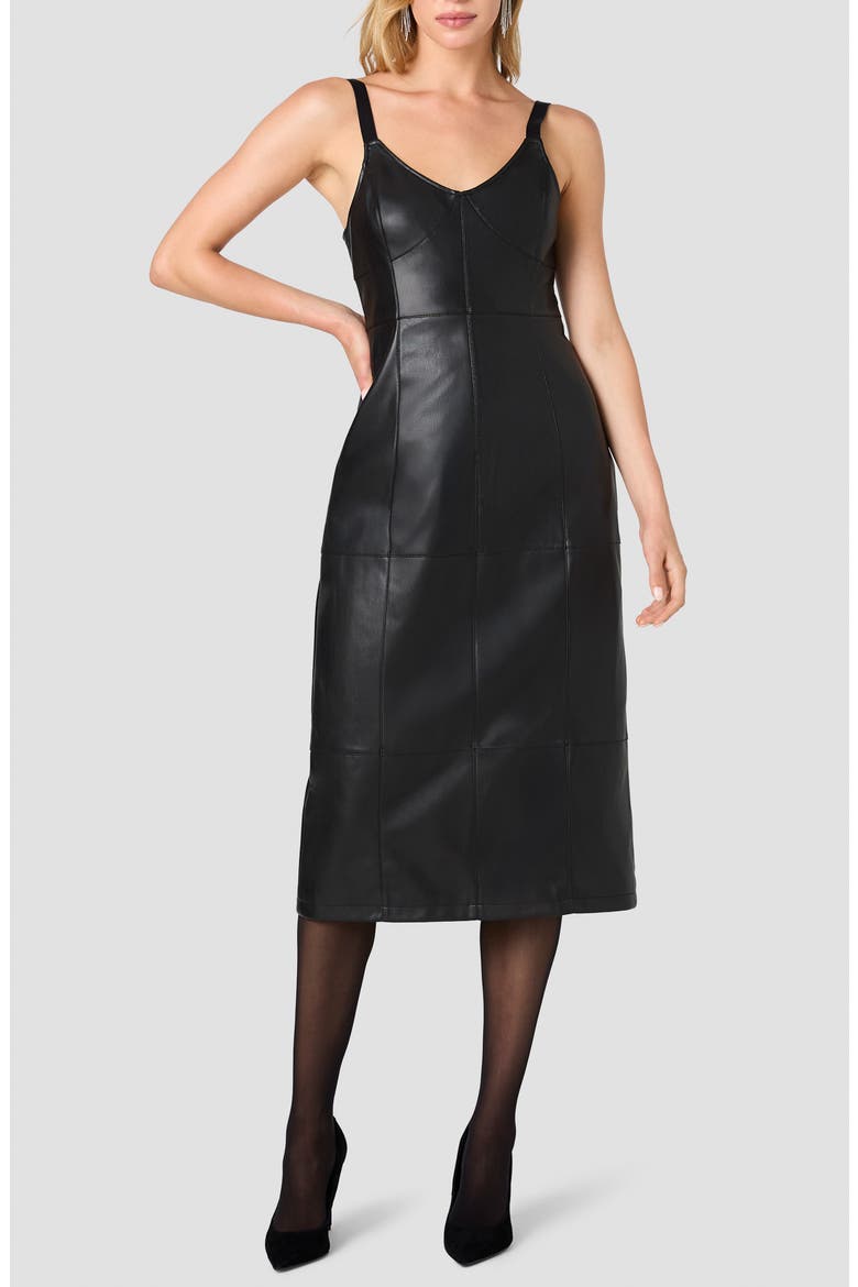 Dessa Faux Leather Strappy Dress, Main, color, BLACK