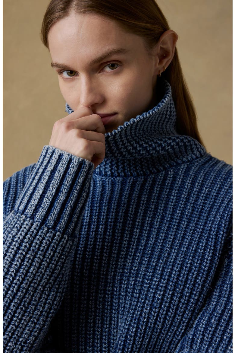 Sunwashed Organic Cotton Oversized Turtleneck Sweater, Alternate, color, WINDCLIFF INDIGO WASH