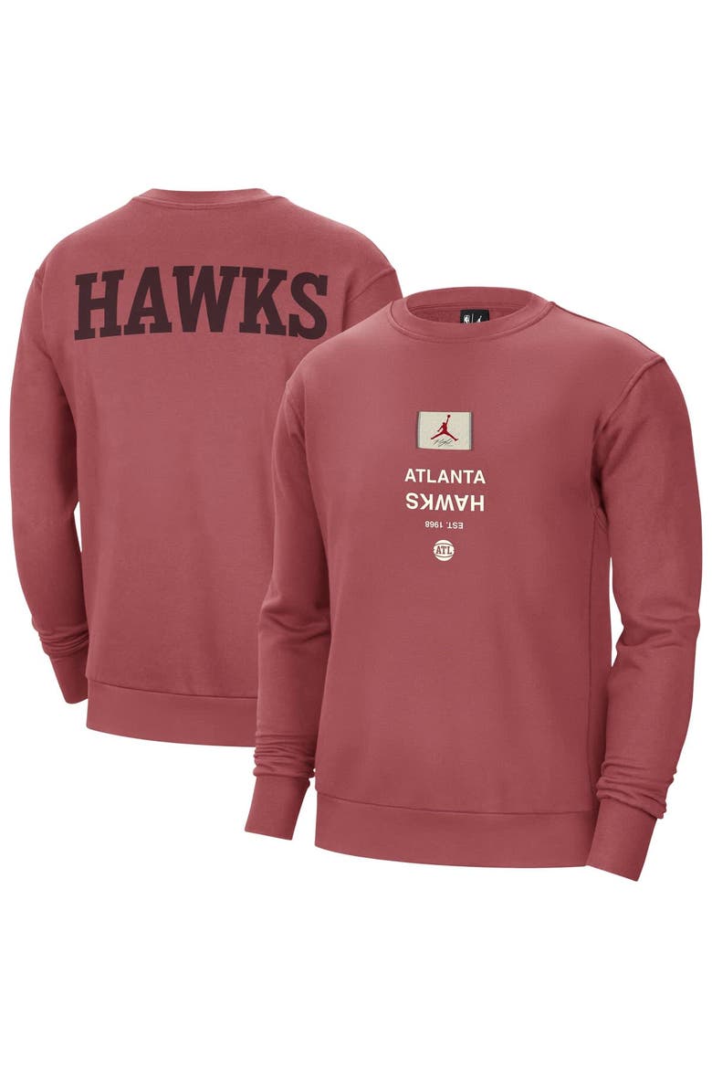 Men's Jordan Brand Red Atlanta Hawks Courtside Statement Edition Heavyweight Pullover Sweatshirt, Main, color, Red
