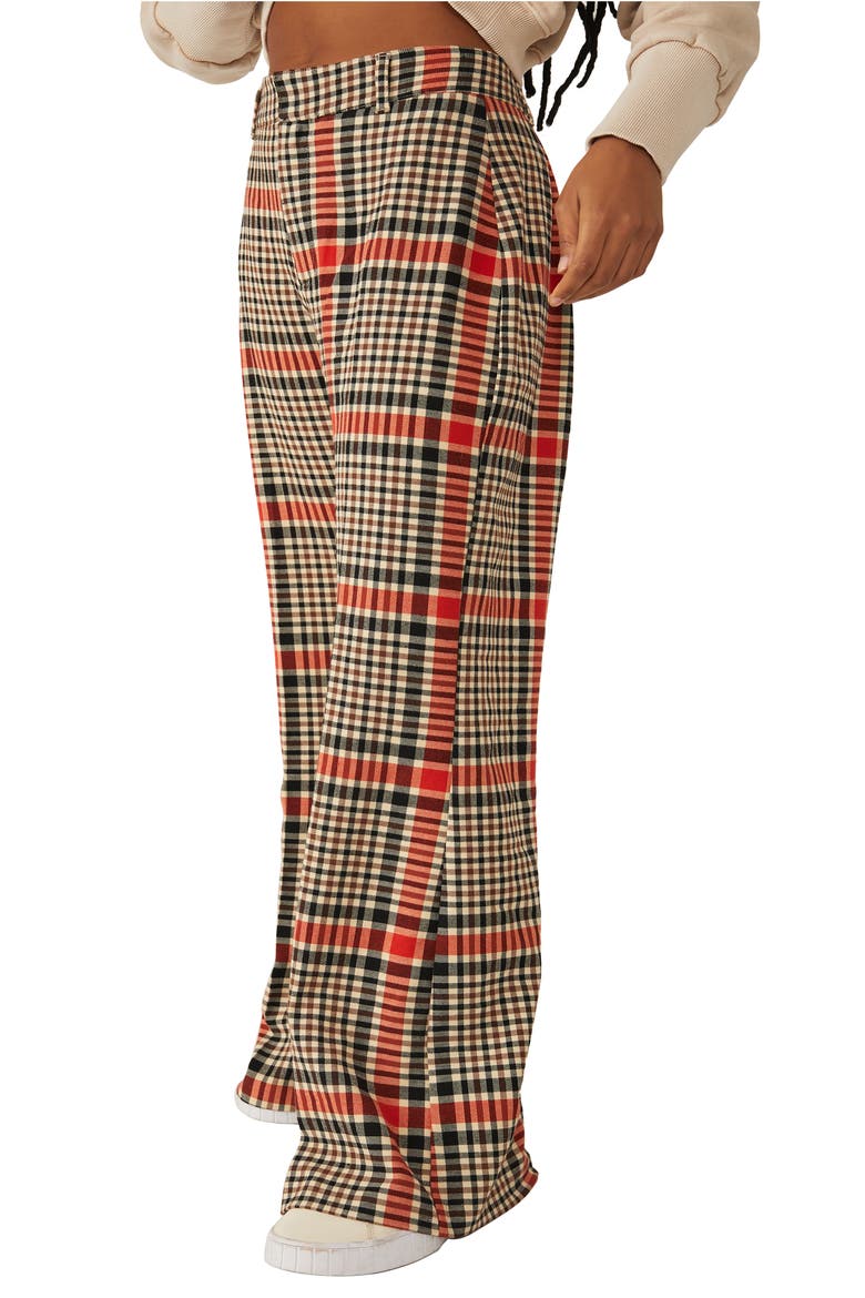 Jules Plaid Wide Leg Pants, Alternate, color, RUST COMBO 2