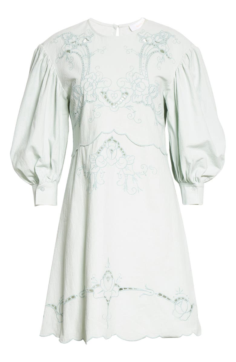 See by Chloé Embroidered Puff Sleeve Dress, Alternate, color, 