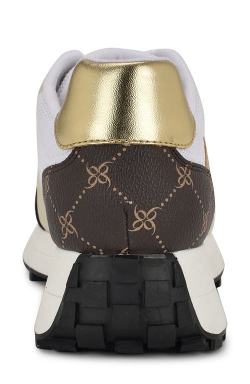 Nine West Vino Mixed Media Sneaker In White