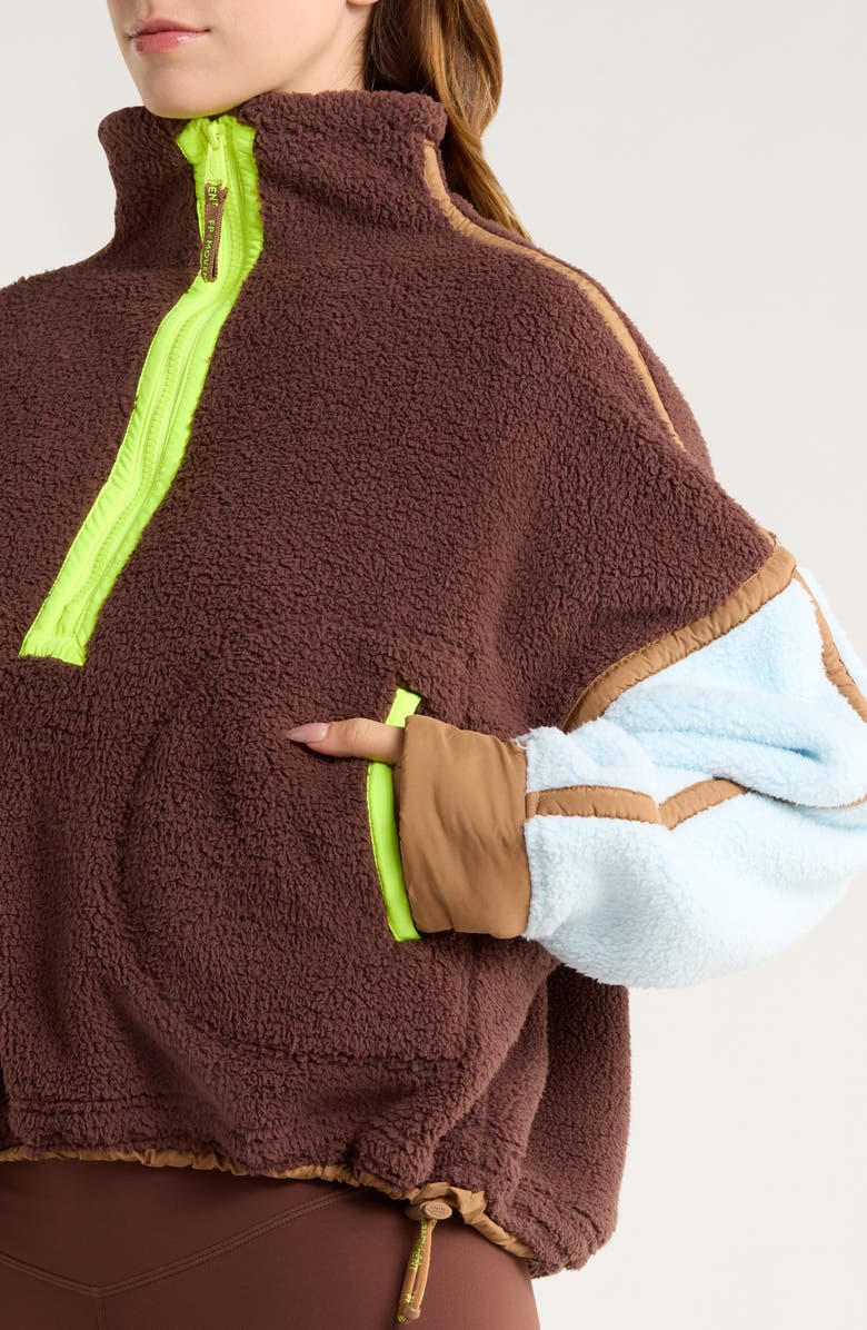 Free People FP Movement Mountain High Fleece Half Zip Pullover, Alternate, color, Cocoa Sky Combo