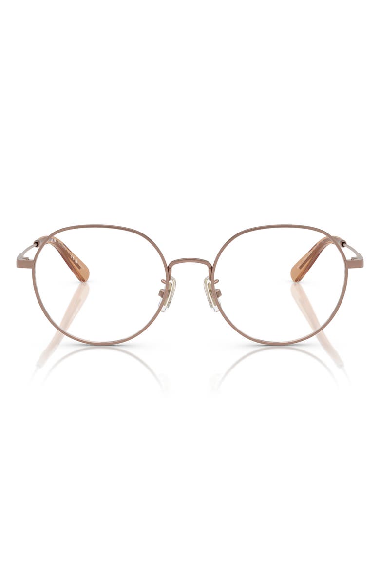 COACH 53mm Round Optical Glasses, Main, color, Satin Sand / Demo Lens