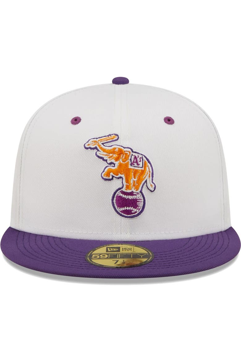 Men's New Era White/Purple Oakland Athletics 30th Season Grape Lolli 59FIFTY Fitted Hat, Alternate, color, White