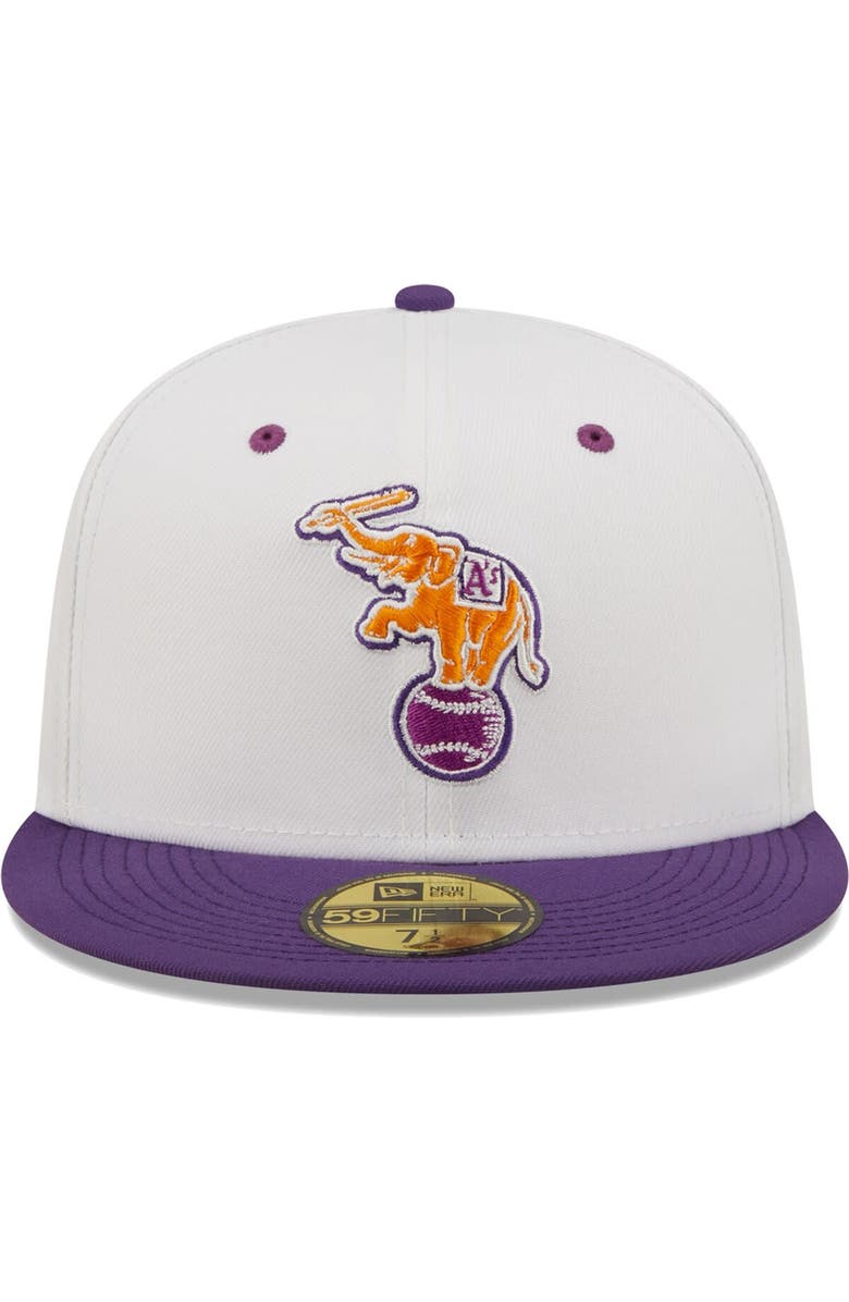 New Era Men's New Era White/Purple Oakland Athletics 30th Season Grape Lolli 59FIFTY Fitted Hat, Alternate, color, White