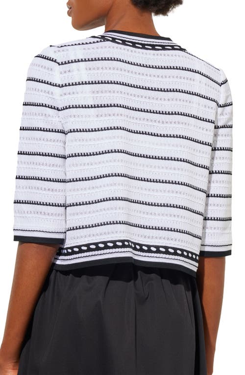 Ming Wang Stripe Cardigan In White