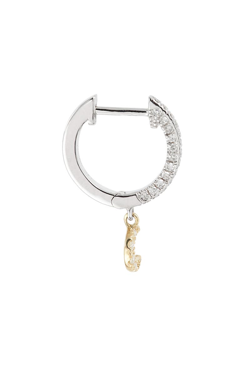 Diamond Moon Drop Huggie Hoop Earrings, Alternate, color, YELLOW