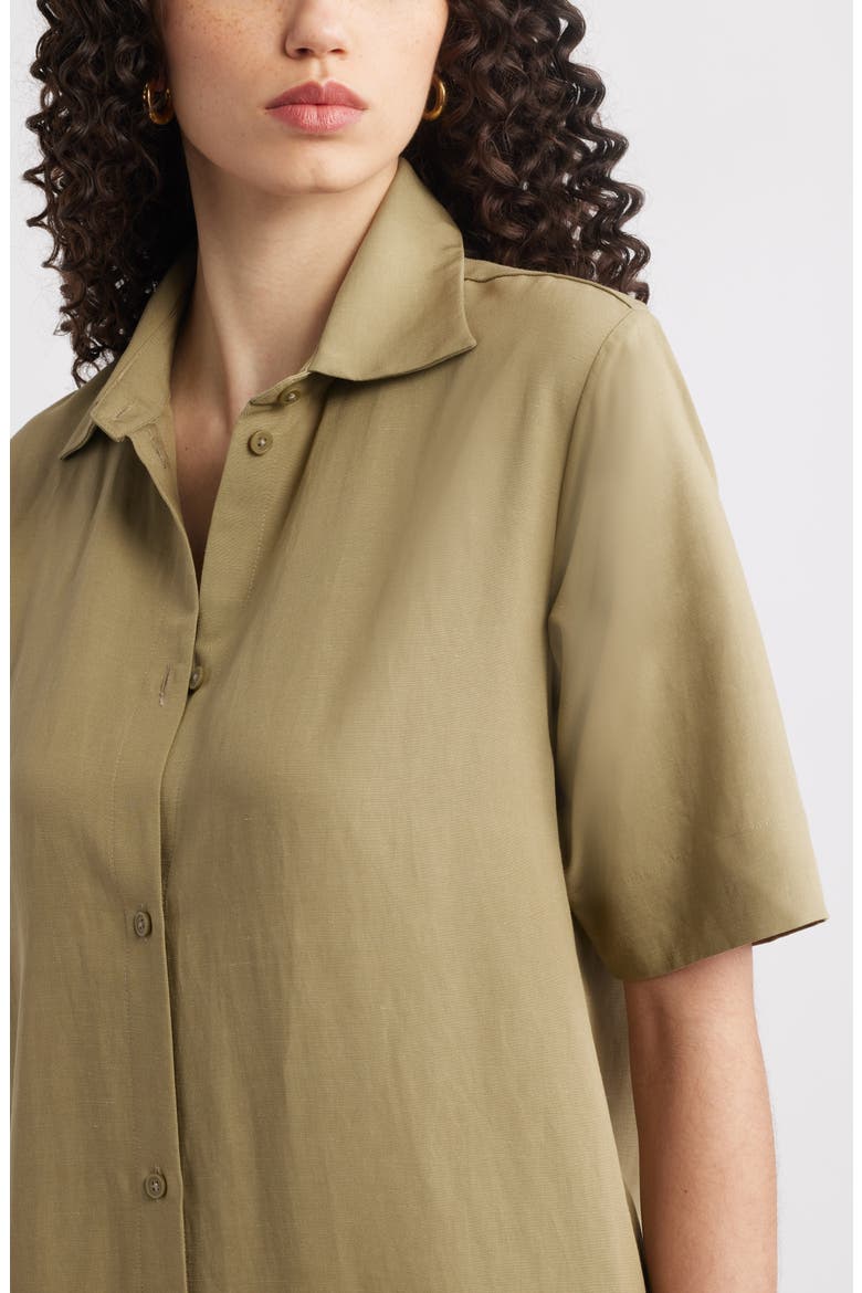 Button Front Shirtdress, Alternate, color, OLIVE COVERT