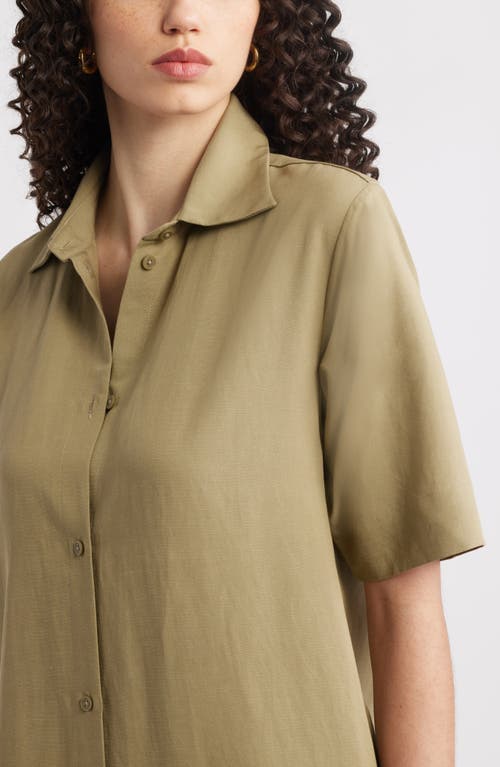 Nordstrom Button Front Shirtdress In Olive Covert