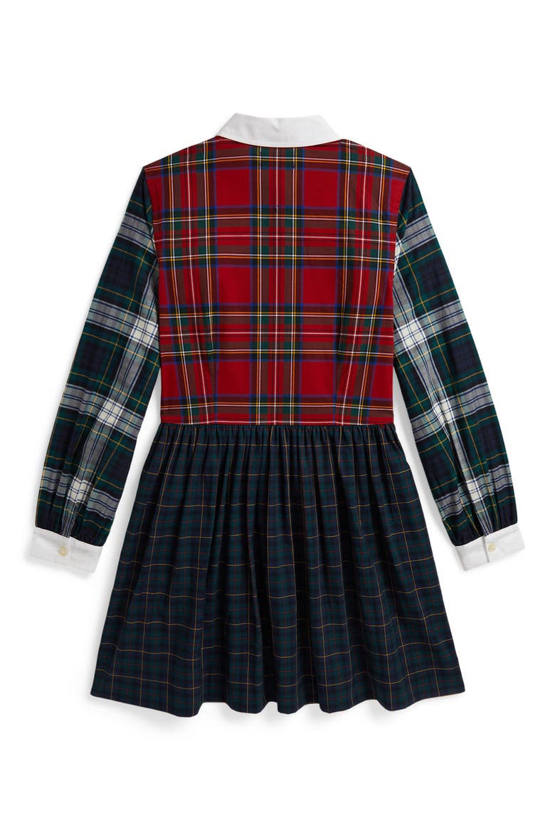 Kids' Plaid Cotton Poplin Fun Shirtdress, Alternate, color, NAVY MULTI