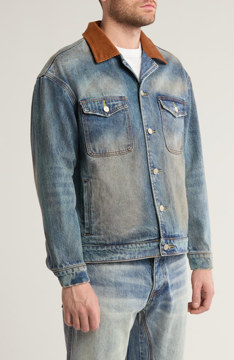 DIET STARTS MONDAY Hanson Corduroy Collar Denim Jacket, Alternate, color, 