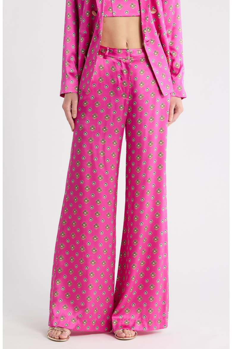 Pilar Wide Leg Silk Pants, Main, color, FUCHSIA/TURQUOISE SOUTHWESTERN