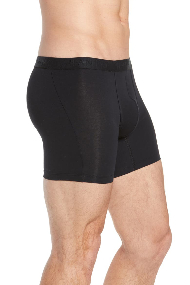 Cotton Essentials Cotton Long Boxer Brief, Alternate, color, ALL BLACK