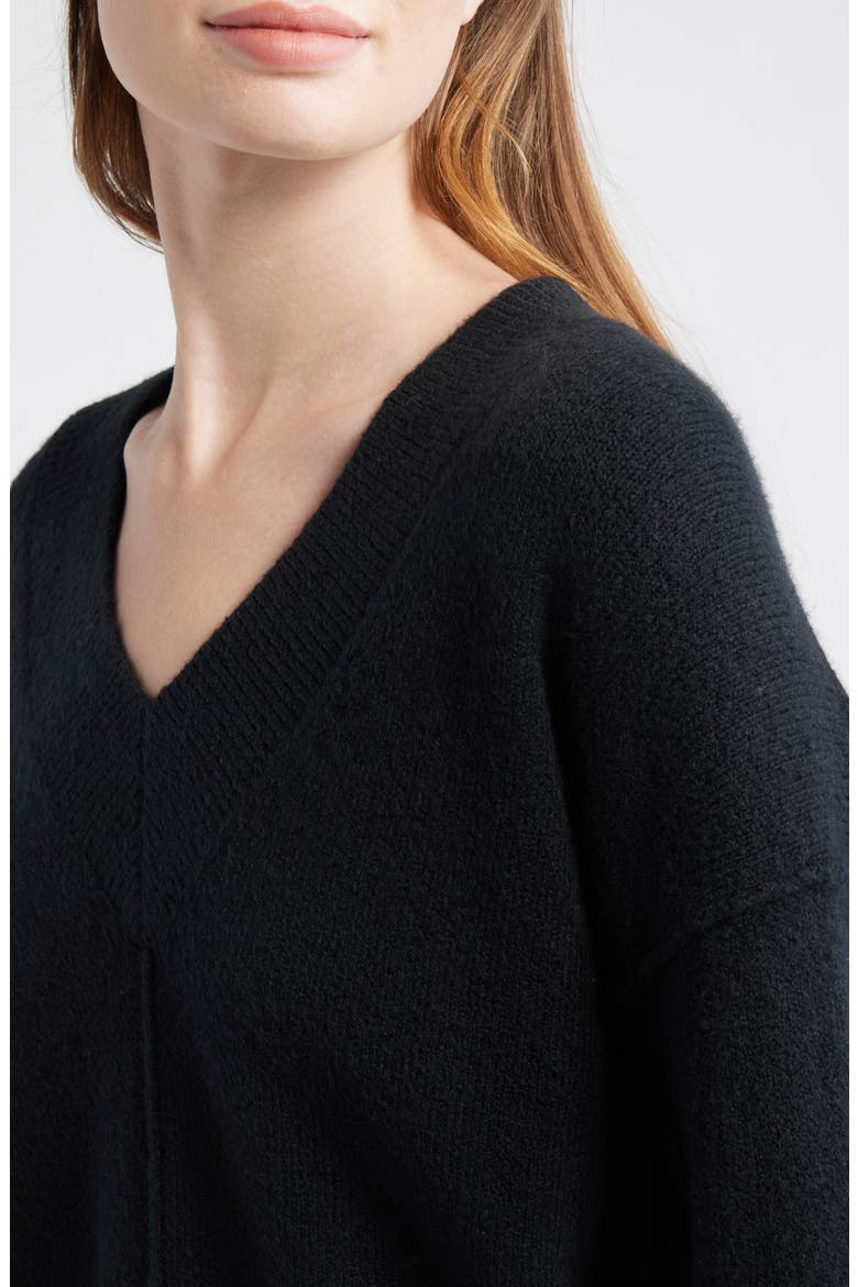 Calina Deep V-Neck Sweater, Alternate, color, TRUE BLACK