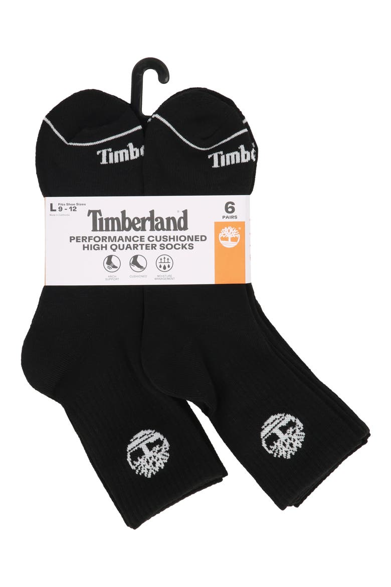 6-Pack Cushion High Quarter Length Socks, Alternate, color, BLACK