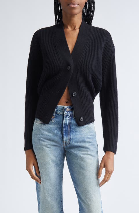 Split Hem Rib Cashmere Cardigan