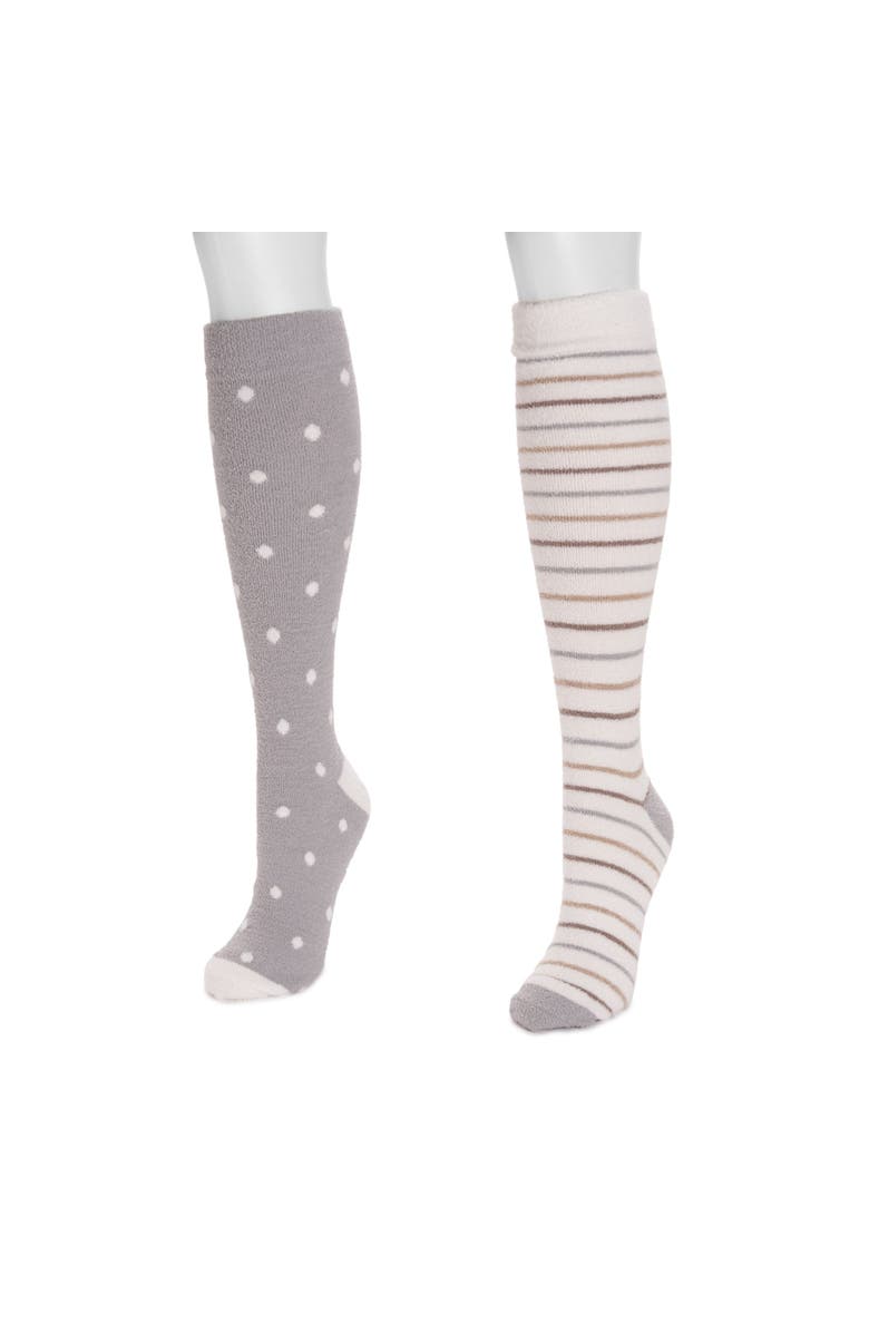 MUK LUKS Compression Cozy Tall Sock 2 Pair Pack, Alternate, color, Grey Pack
