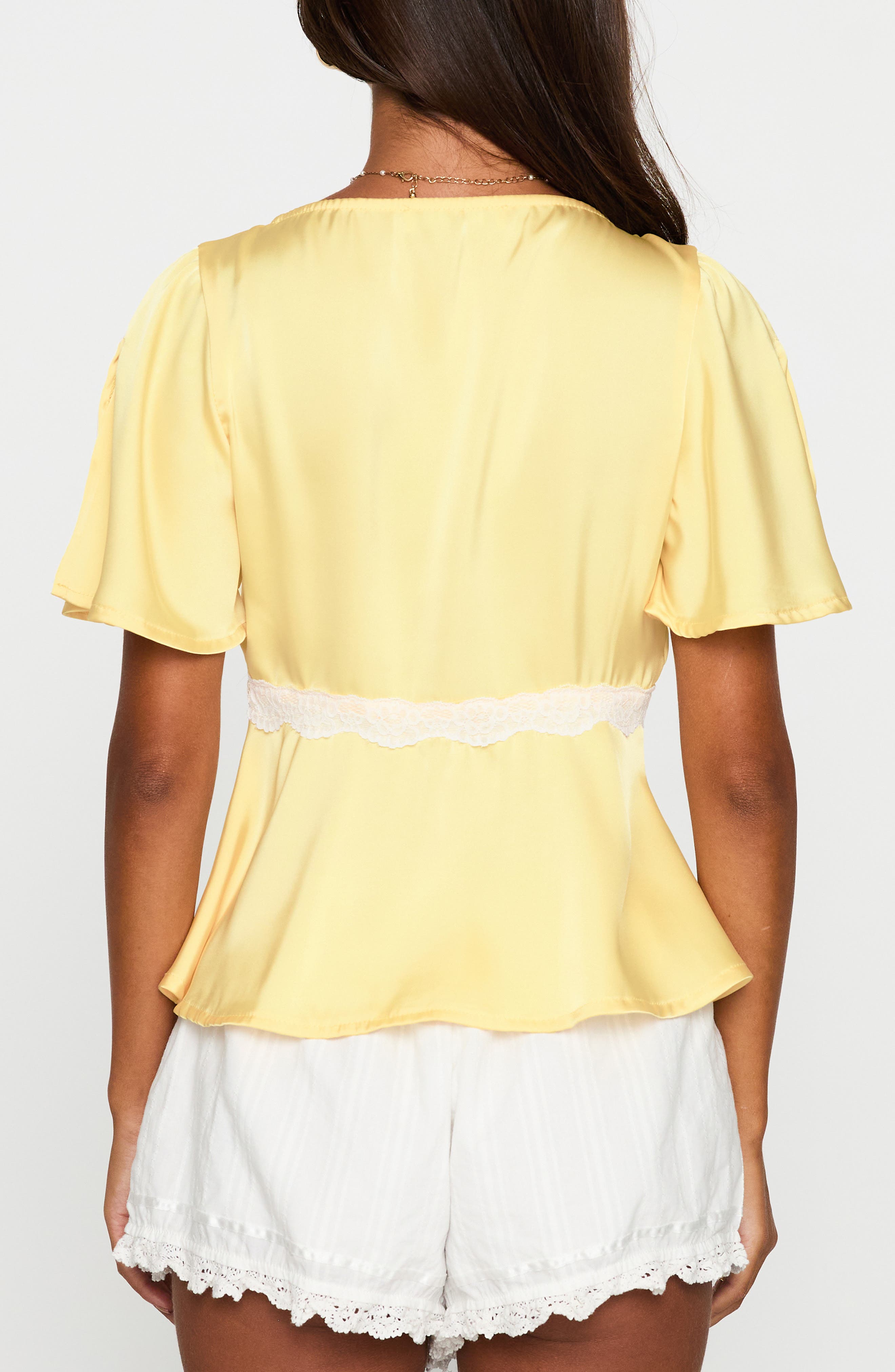 Lace Trim Satin Top - image 2