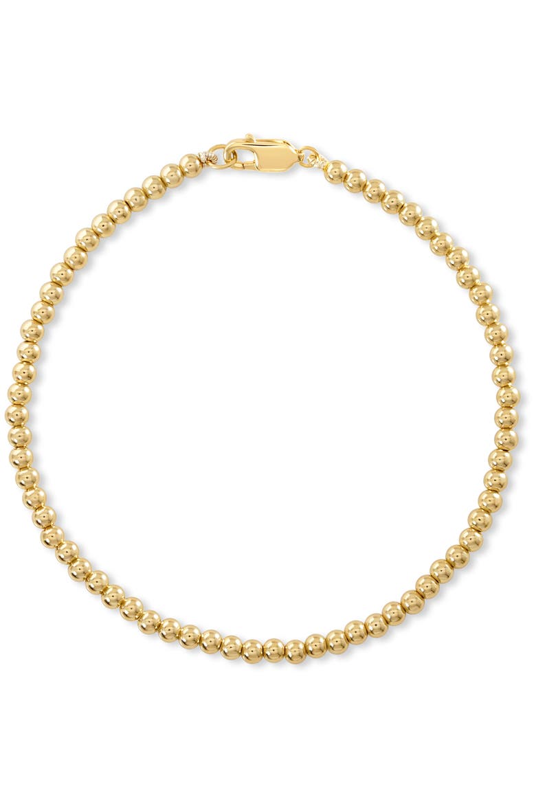 3mm Beaded Ball Chain Bracelet in Gold Plated Sterling Silver, Alternate, color, Yellow Gold