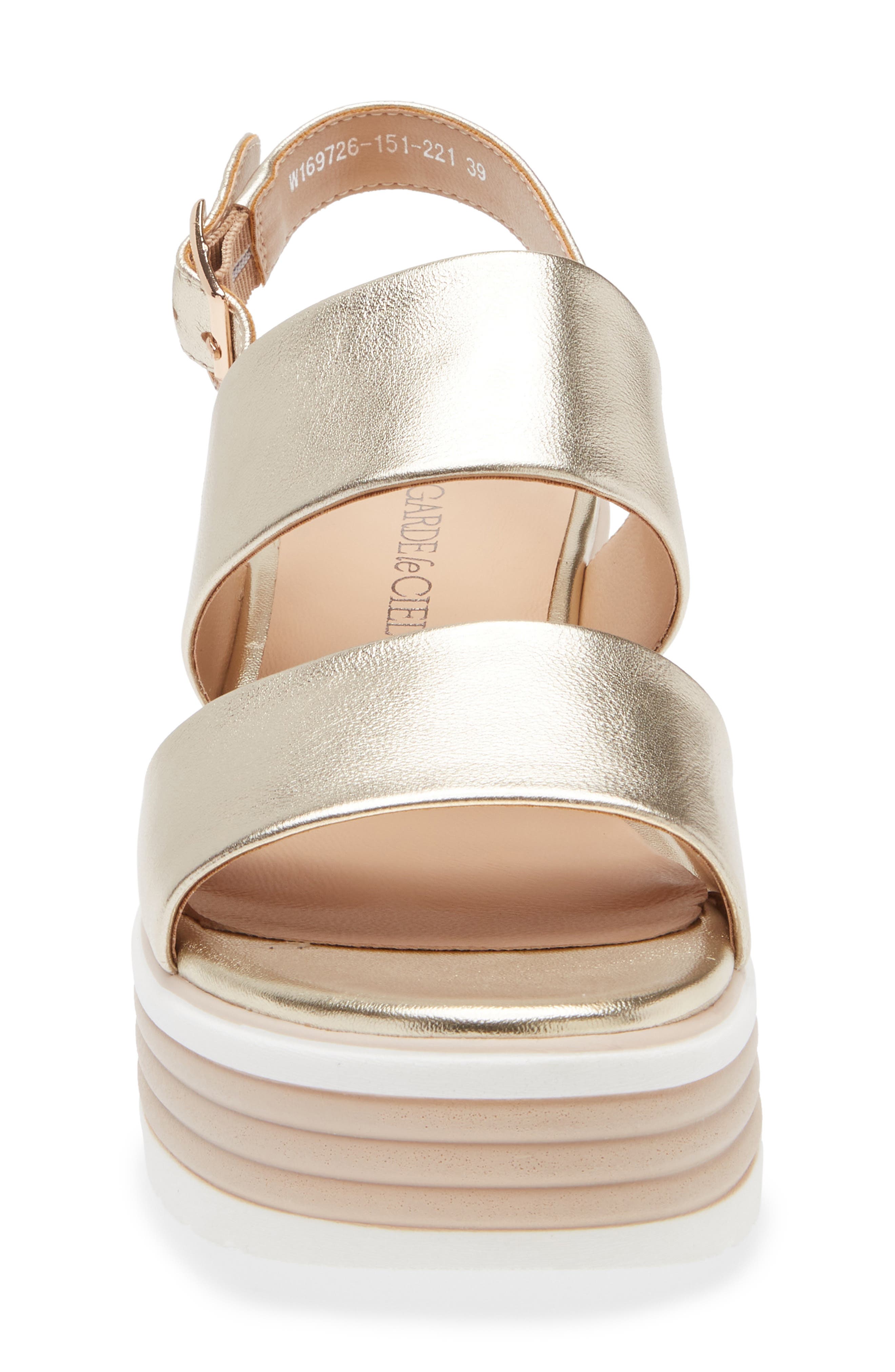 Sheyla Slingback Platform Wedge Sandal, Alternate, color, PLATINO