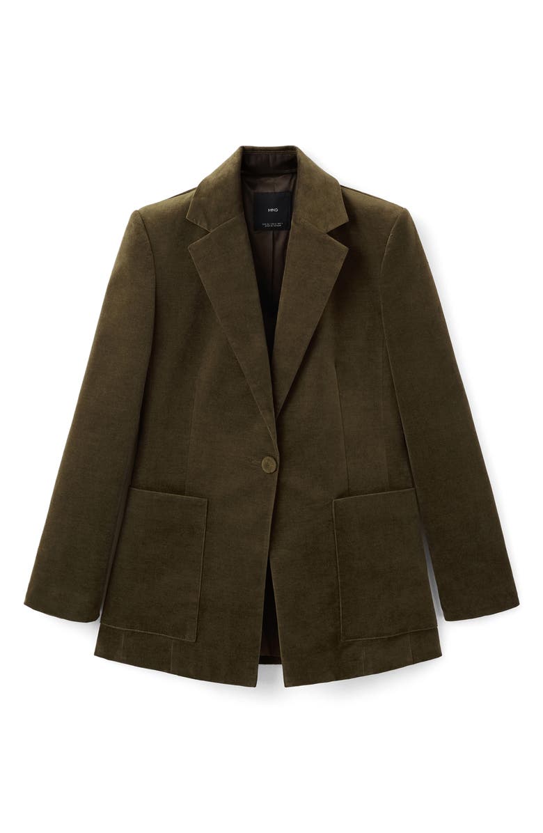 MANGO Stretch Velveteen Jacket, Main, color, Khaki Green
