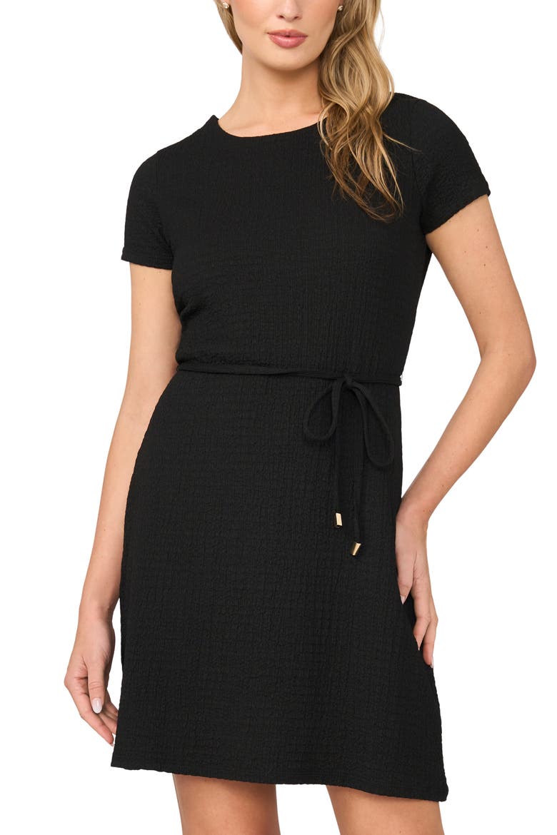 Crinkle Crepe Dress, Main, color, RICH BLACK