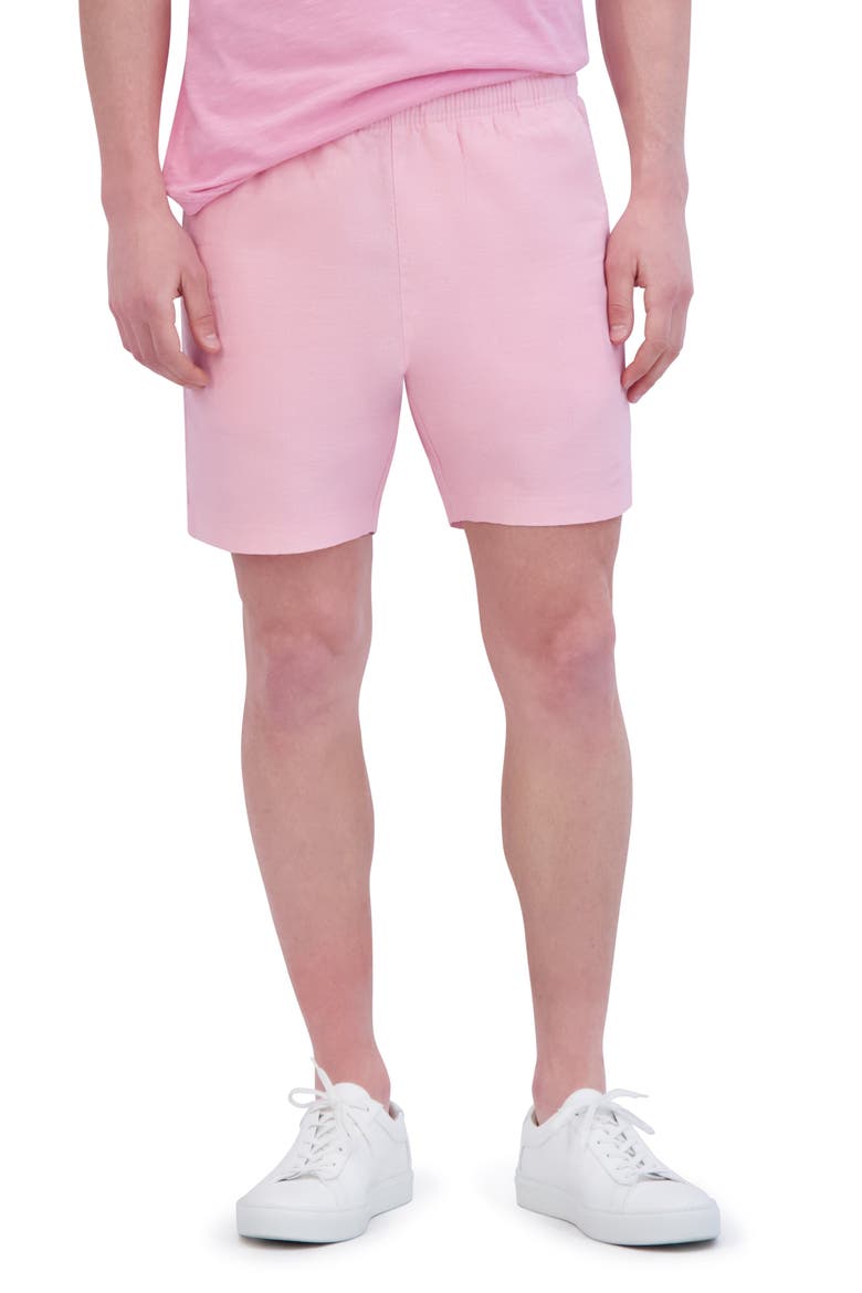 Essential Slim Fit Linen & Cotton Shorts, Main, color, CANDY PINK
