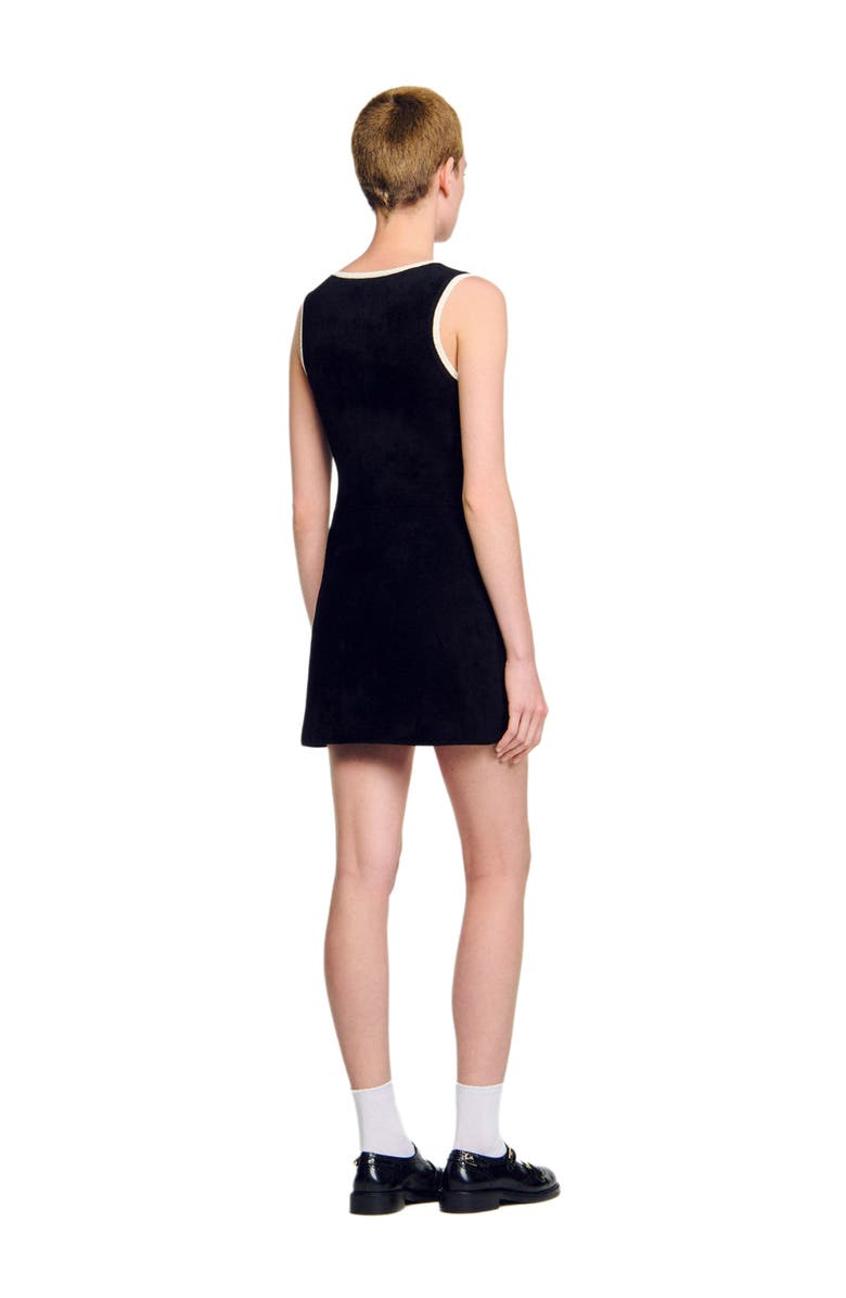 SANDRO Short velvet knit dress, Alternate, color, Black