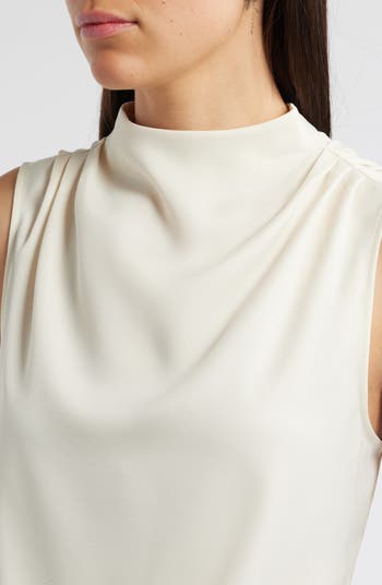 Julie Mock Neck Sleeveless Satin Top