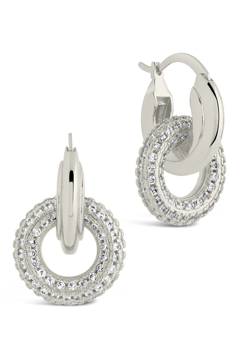 Hunter CZ Interlocking Circle Drop Earrings, Alternate, color, SILVER